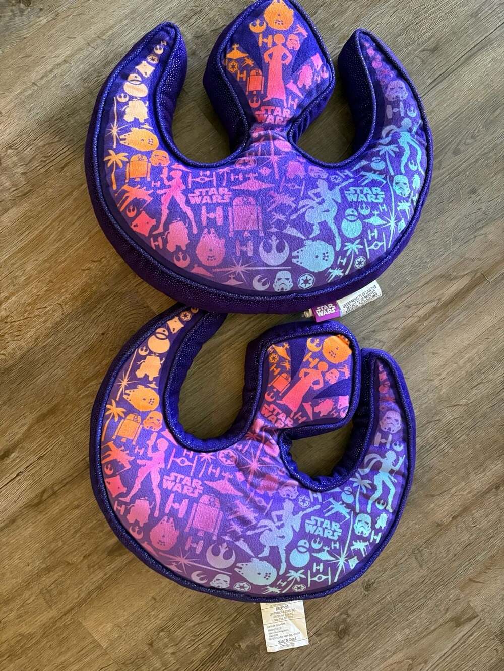 Star Wars Rebel Alliance Logo Purple Glitter Plush Travel Neck Pillow Set